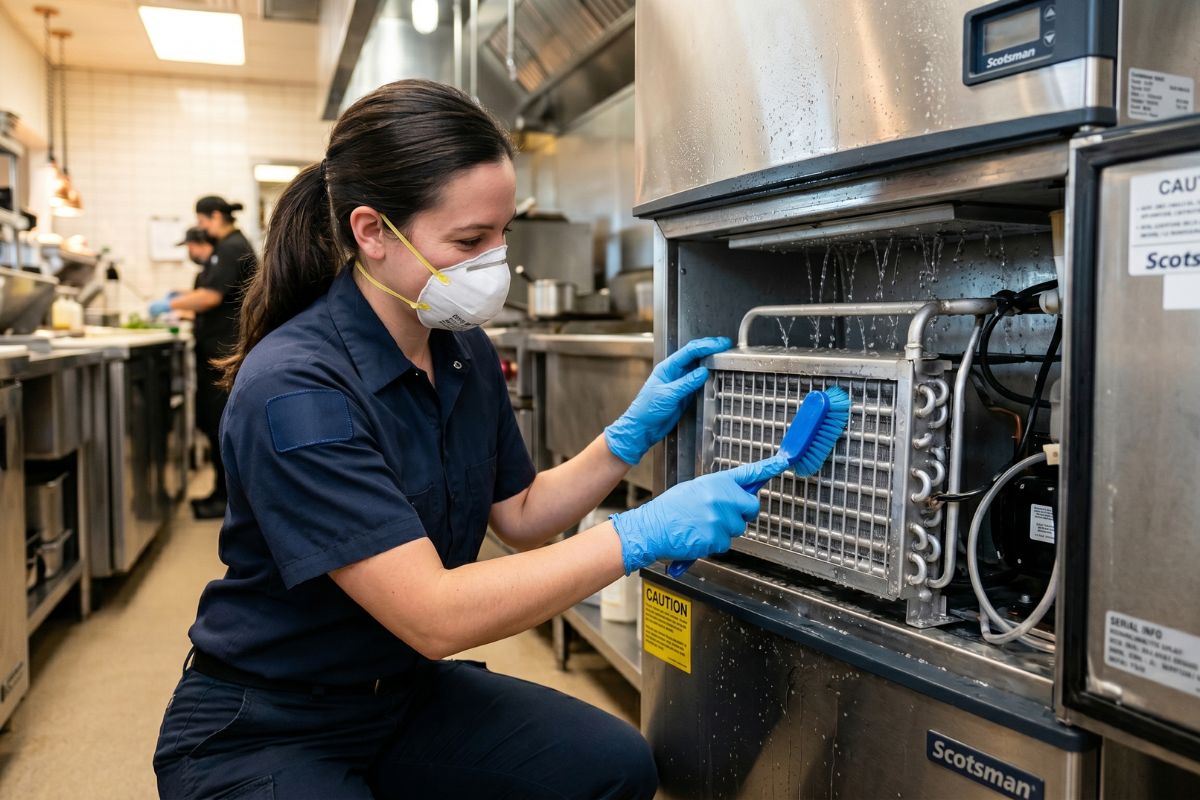 Commercial ice machine cleaning