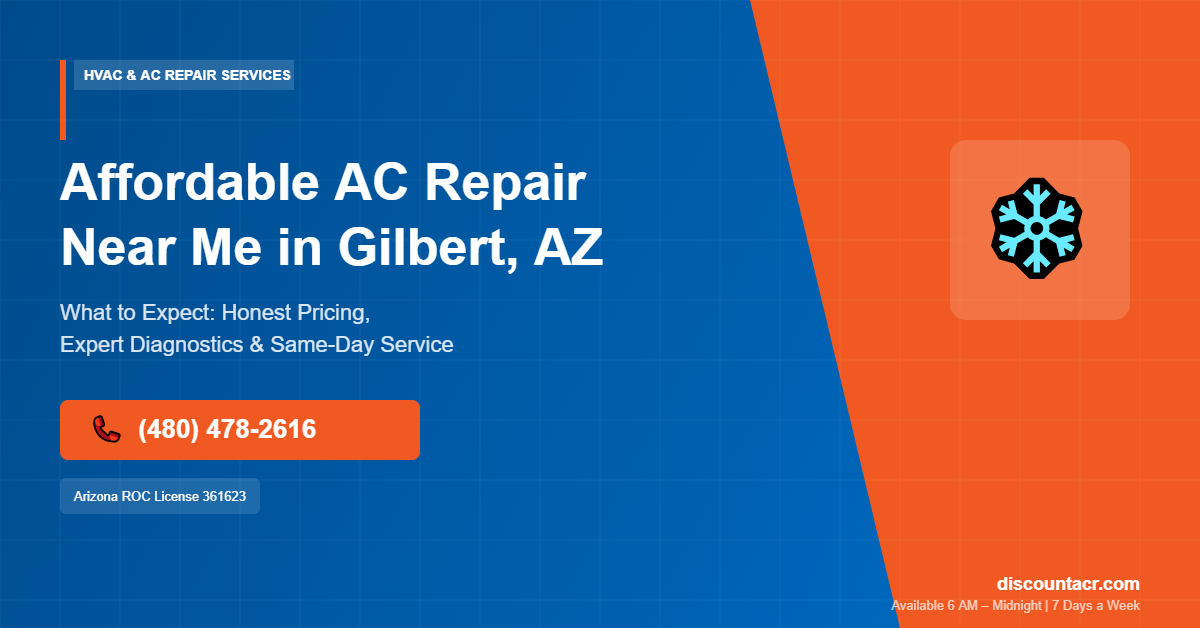 Licensed HVAC technician inspecting an outdoor AC condenser unit during a sunny day in Gilbert Arizona