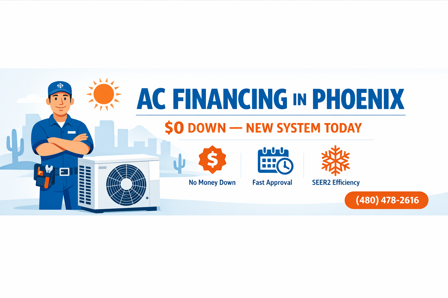 Discount AC & Refrigeration technician explaining AC financing in Phoenix for a no money down new system